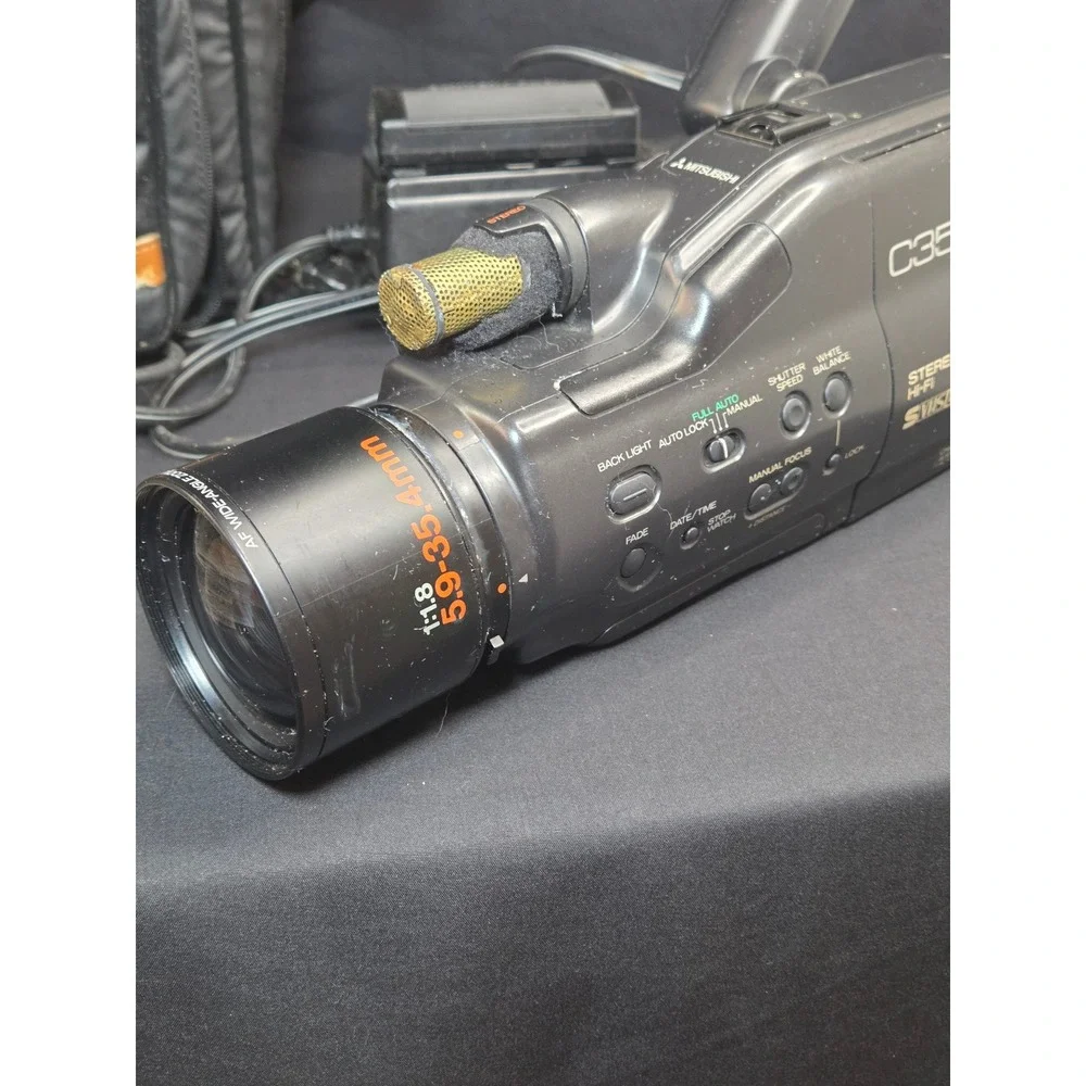 Vintage Mitsubishi HS-C35 S-VHS-C‎ Camcorder Bundle with Lenses and Bag 1992